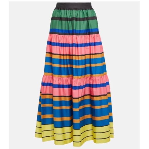 NEW STAUD High Waisted Sea Striped Tiered A-Line Poplin Midi Skirt Women… - Picture 7 of 10